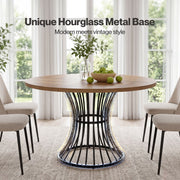 Levede Round Dining Table for 4-6 People 30mm MDF Metal Base Kitchen Brown