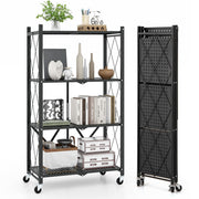 4-Tier Foldable Storage Shelf Collapsible Storage Rack Black