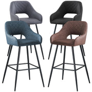 2X Breakfast Bar Stools PU Leather Dining Bar Chairs for Counter Kitchen Cafe