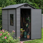 Weatherproof Plastic Garden Shed 4X6ft Outdoor Tool Storage House with Window