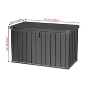 400L OUTDOOR GARDEN STEEL STORAGE SEAT UTILITY CHEST CUSHION SHED BOX TOOL BLACK