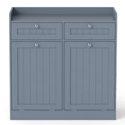 COSTWAY Double Tilt-Out Laundry Hamper Cabinet with 2 Drawers-Grey