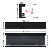 60 inch LED Fireplace Media Wall Fire Wall Mounted / Standing Electric Heater UK