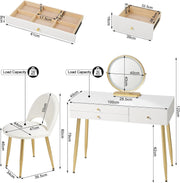 Dressing Table with LED Mirror and Stool 3 Drawers Makeup Vanity Desk Bedroom