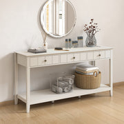 Large 3 Drawer Console Table with Shelf - Padstowe Ivory Range