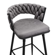 Set of 2 Luxury Grey Bar Stools Kitchen Barstools Bar Chairs With 360° Swivel