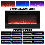 70inch Black TV Stand Cabinet Electric Fireplace Unit 12 LED Colour Fire Flame