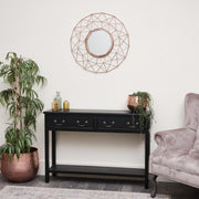 Large Black 2 Drawer Console Table storage shelf vintage furniture hallway