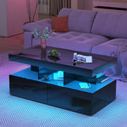Coffee Table with LED High Gloss Black Coffee Table Rectangular Centre 2 Drawers