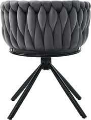 Velvet Swivel Dining Chairs Set of 2 Grey Accent Chairs Black Metal Base