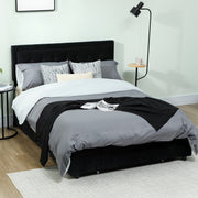 King Size Bed Frame with Storage and Adjustable Headboard, Black