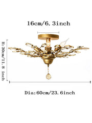 Gold K9 Chandeliers Crystal Ceiling Light Vintage 4-Lights Pendant Lamp Bedroom