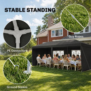 6m x 3m Garden Gazebo Marquee Canopy Party Tent Canopy Patio Dark Grey