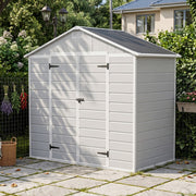8 X 4FT Plastic Garden with Double Doors Lockable Outdoor Storage Shed W/ Window