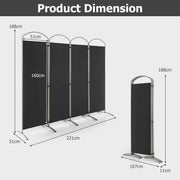 4 Panel 188cm Room Divider 188cm Folding Privacy Screen Portable Freestanding