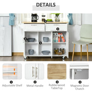 Kitchen Trolley Storage Cabinet Island Cart Dining Room Furniture 2Drawers 3DOOR