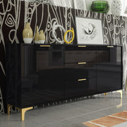 TV Unit TV Stand Sideboard Cabinet Media Console High Gloss Black Gold 140cm