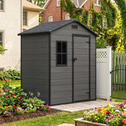 Grey Wood Grain Plastic Garden Shed 6x8 6x6 5x3 Outdoor Tool Bike Storage House