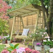 Churnet Valley 3 Seater Garden Swing Bench Outdoor Wooden Patio Seat Canopy Wood