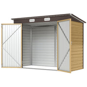8 x 4FT Metal Garden Storage Shed with Double Doors, Oak