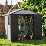 Plastic Garden Shed 8x4FT 8x6FT 8x8FT Apex Roof Outdoor Storage Sheds Tool Box