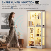 7-Tiers Tall Display Cabinet with Glass Doors & 3-Colour LED Lights for Figures