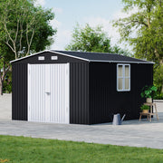Outdoor Storage Shelter 12 x 10FT Galvanised Steel Storage Shed with Dual Window