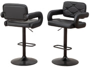 2 LARGE BAR STOOLS PLUSH SEAT GAS LIFT SWIVEL BREAKFAST KITCHEN BAR LARGE SEAT