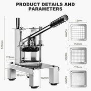 French Fry Cutter Potato Dicer Commercial Fruit Vegetable Chopper with 3 Blades.