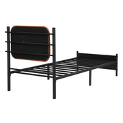 3FT Single Bed Frame !SALE! Metal Upholstered Headboard Brown Black Modern