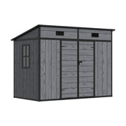 4 x 8ft Grey Wood Effect Plastic Garden Shed Outdoor Utility Tool Storage House