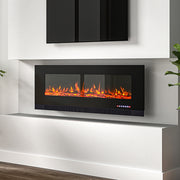 50In Inset Media Electric Heater LED Fireplace Wall Mounted Inset Standing Fire
