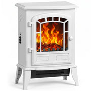 Freestanding Electric Fireplace Stove with LED Flame, 2000W, White
