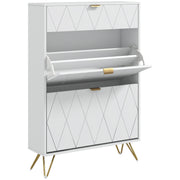 Slim Shoe Storage Cabinet with Flip Drawers for Entryway, Hallway, White