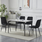 4X Dining Chairs Set Faux Suede Leather Padded Seat Metal Legs Kitchen Office