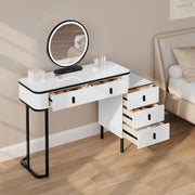 Dressing Table with LED Lights Mirror Stool 5 Drawers Vanity Makeup Desk Set