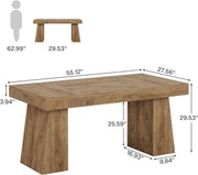 140cm Rectangular Dining Table Farmhouse Wooden Kitchen Table for 4-6 Person