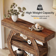41.34'' Farmhouse Wooden Narrow Console Table with Storage Shelves for Entryway
