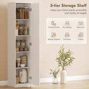 180cm Tall Kitchen Cupboard, Freestanding 5-Tier Pantry Storage Cabinet, White