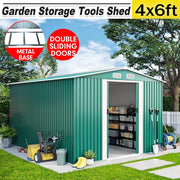 Metal Garden Shed 6X4ft Outdoor Garden Storage Shed w/ Double Sliding Door