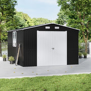 Outdoor Storage Shelter 12 x 10FT Galvanised Steel Storage Shed with Dual Window