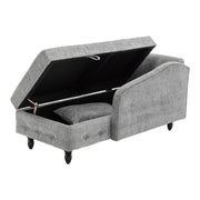 Single Chenille Fabric Sofa Bed Grey Chaise Lounge Bed with Storage