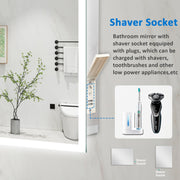 Illuminated Bathroom Mirror With LED light Bluetooth Shaver Socket Demister