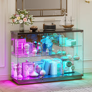 RGB Glass Display Cabinet with Lock, Motion Sensor Display Case for Figures