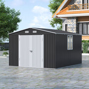 Outdoor Storage Shelter 12 x 10FT Galvanised Steel Storage Shed with Dual Window