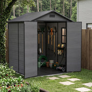 Grey Wood Grain Plastic Garden Shed 6x8 6x6 5x3 Outdoor Tool Bike Storage House