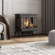 Black 2000W Electric Fireplace Fire Flame Effect Heater Log Burner Stove Standin