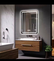 LED Lighted Anti-Fog Touch Dimmable Bathroom Mirror 50x70cm Wall Mounted