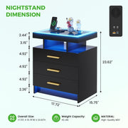 LED Bedside Table with Charging Station & Motion Sensor – Smart Bedroom Cabinet
