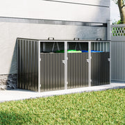 Triple Wheelie Bin Storage Metal Store Cover Garden Rubbish Dustbin 3 Shed Cabin
